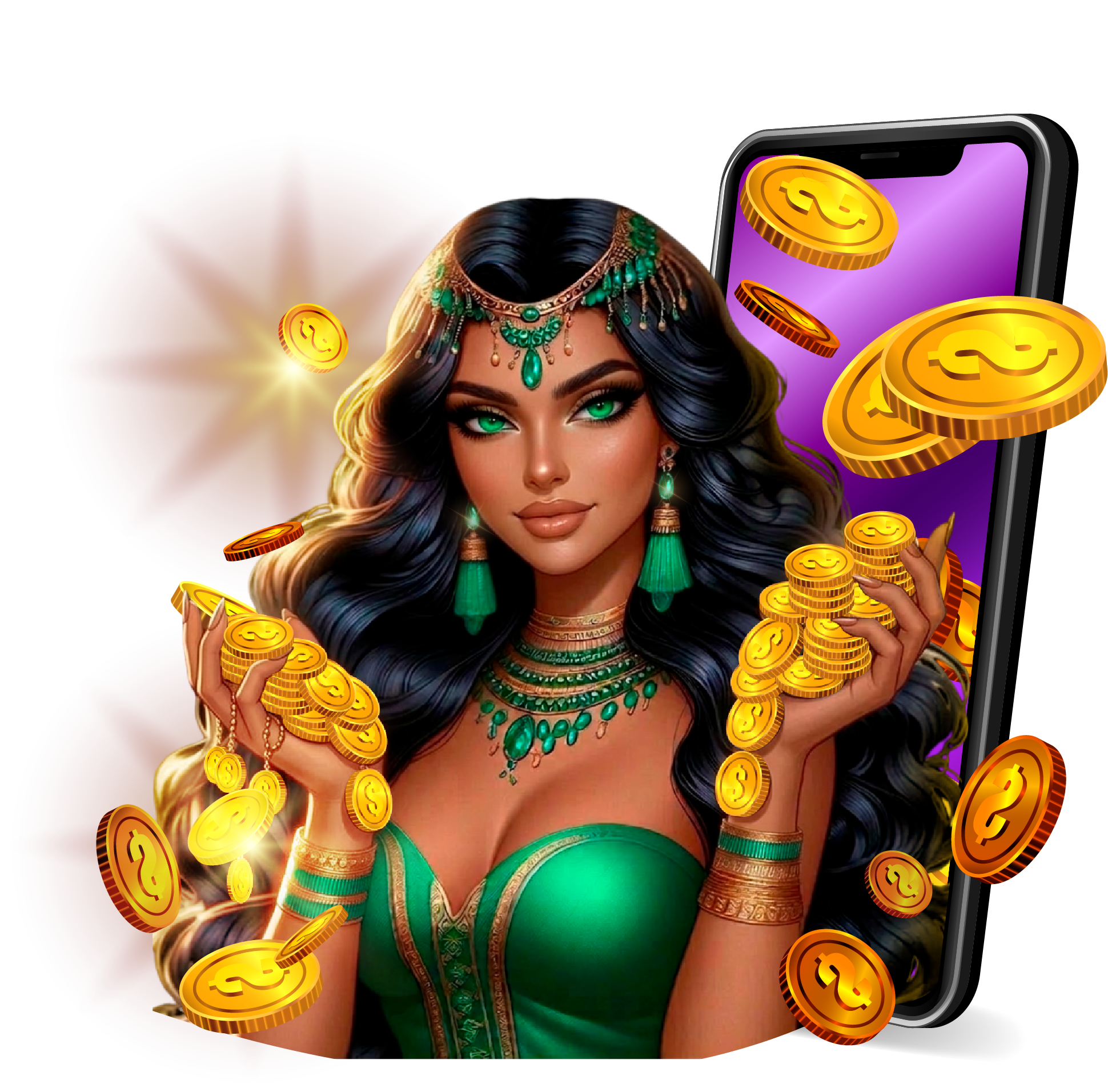 Ilustración de la diosa con celular